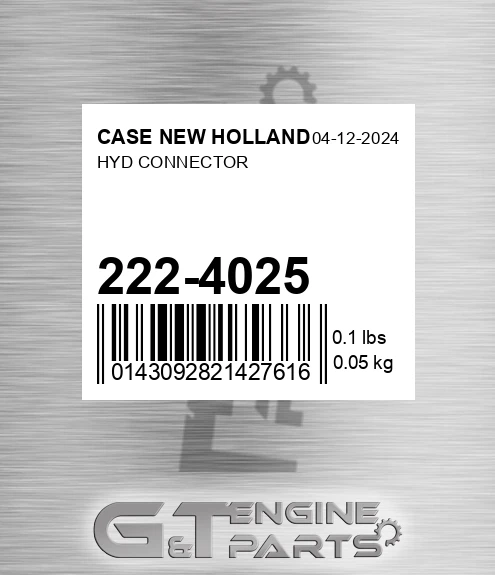 222-4025 Hyd Connector for CASE NEW HOLLAND