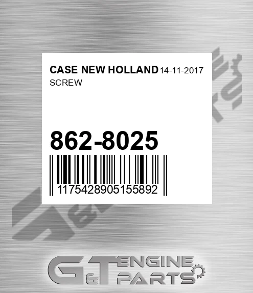 862-8025 Screw for CASE NEW HOLLAND