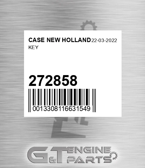 272858 Key for CASE NEW HOLLAND