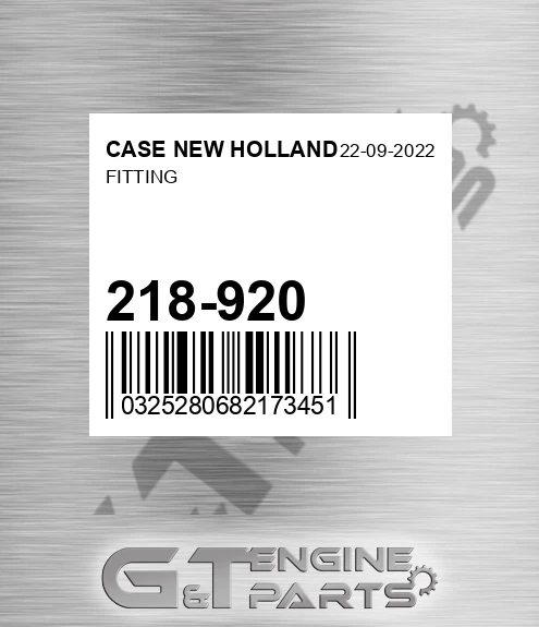 218-920 Fitting for CASE NEW HOLLAND