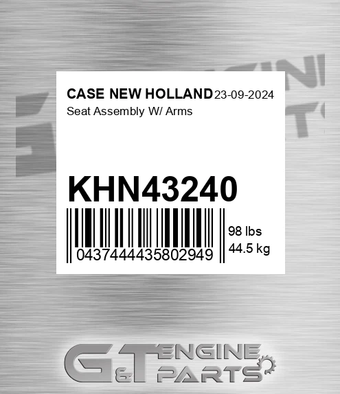 KHN43240 Seat Assembly W/ Arms
