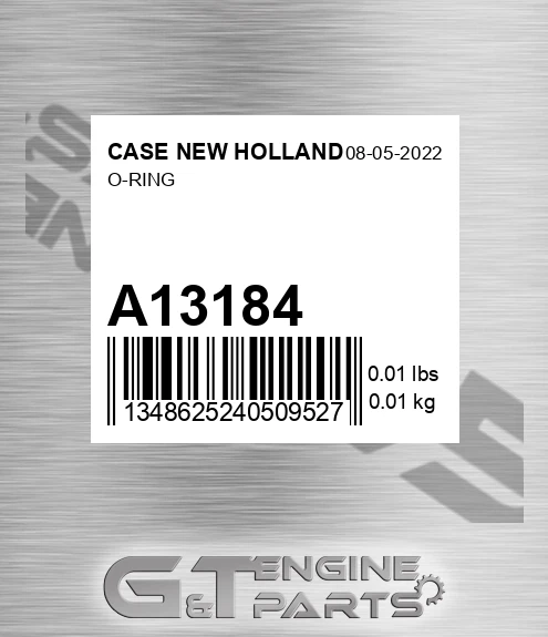 A13184 CASE NEW HOLLAND O-ring