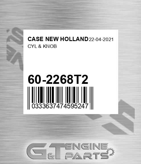 60-2268T2 Cyl & Knob for CASE NEW HOLLAND