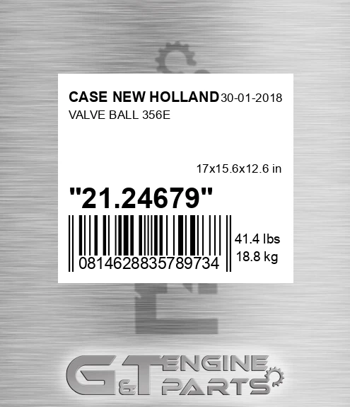 21,24679 Valve Ball 356e for CASE NEW HOLLAND