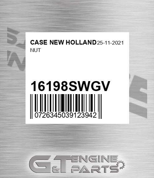 16198SWGV Nut for CASE NEW HOLLAND