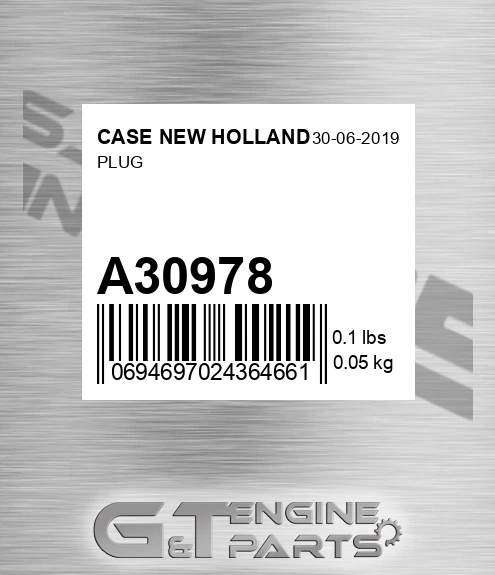 A30978 Plug for CASE NEW HOLLAND