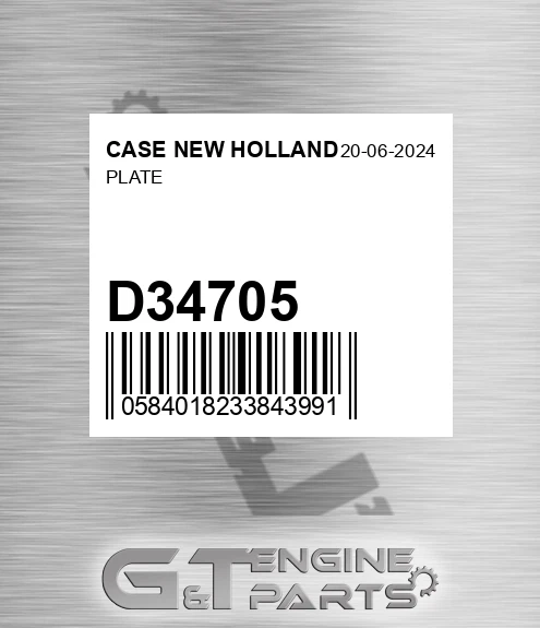 D34705 Plate for CASE NEW HOLLAND