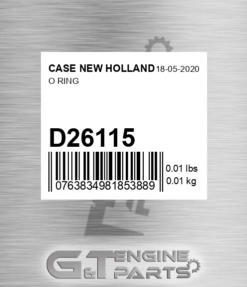 D26115 CASE NEW HOLLAND O Ring