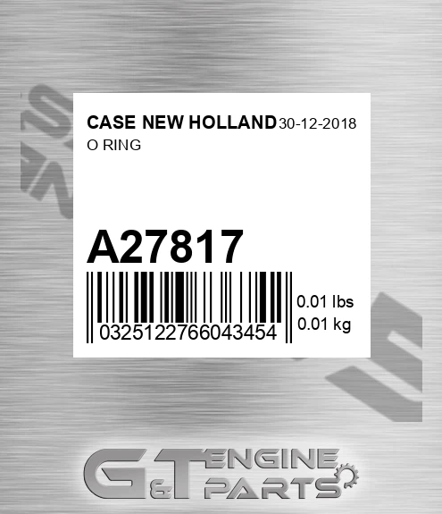 A27817 CASE NEW HOLLAND O Ring