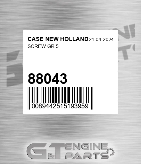 88043 Screw Gr 5 for CASE NEW HOLLAND