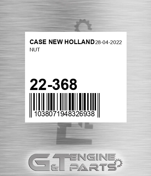 22-368 Nut for CASE NEW HOLLAND