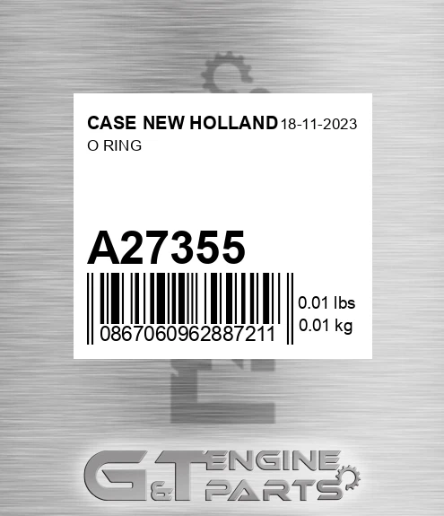 A27355 CASE NEW HOLLAND O Ring