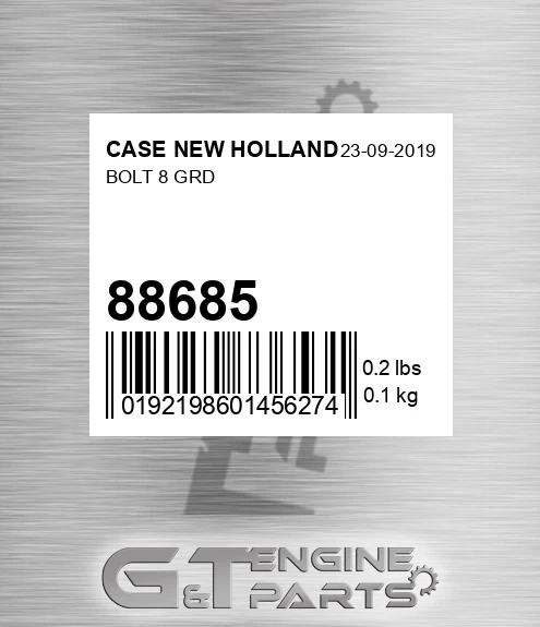 88685 CASE NEW HOLLAND Bolt 8 Grd