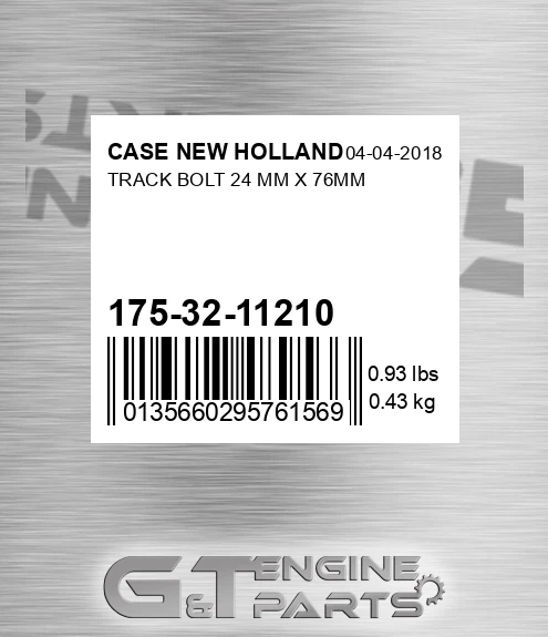 175-32-11210 Track Bolt 24 Mm X 76mm