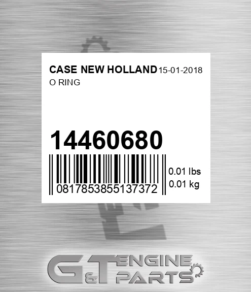 14460680 CASE NEW HOLLAND O Ring