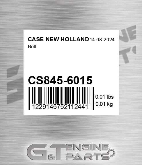 CS845-6015 Bolt for CASE NEW HOLLAND