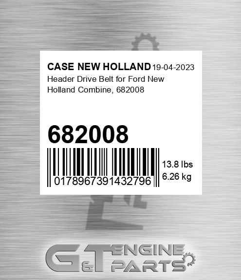 682008 Header Drive Belt For Ford New Holland Combine,