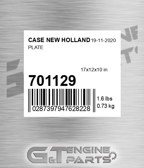 701129 Plate for CASE NEW HOLLAND