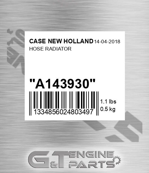 A143930 CASE NEW HOLLAND Hose Radiator