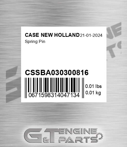 CSSBA030300816 CASE NEW HOLLAND Spring Pin