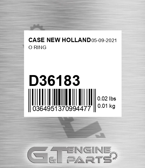D36183 CASE NEW HOLLAND O Ring