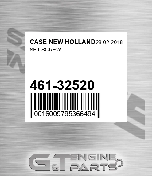 461-32520 Set Screw for CASE NEW HOLLAND