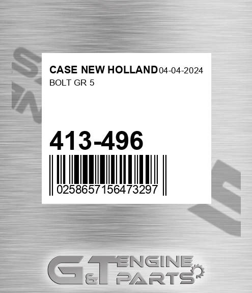 413-496 Bolt Gr 5 for CASE NEW HOLLAND