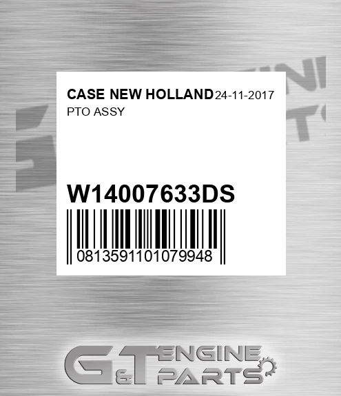W14007633DS Pto Assy for CASE NEW HOLLAND