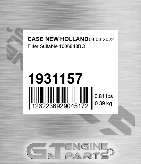 1931157 CASE NEW HOLLAND Filter Suitable 1006848bq