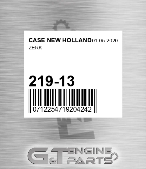 219-13 Zerk for CASE NEW HOLLAND