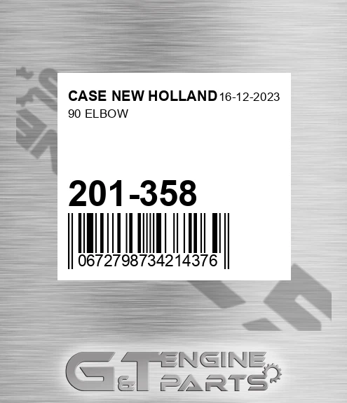 201-358 90 Elbow for CASE NEW HOLLAND