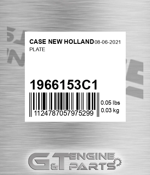 1966153C1 CASE NEW HOLLAND Plate