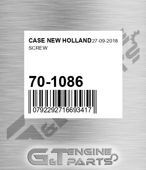 70-1086 Screw for CASE NEW HOLLAND