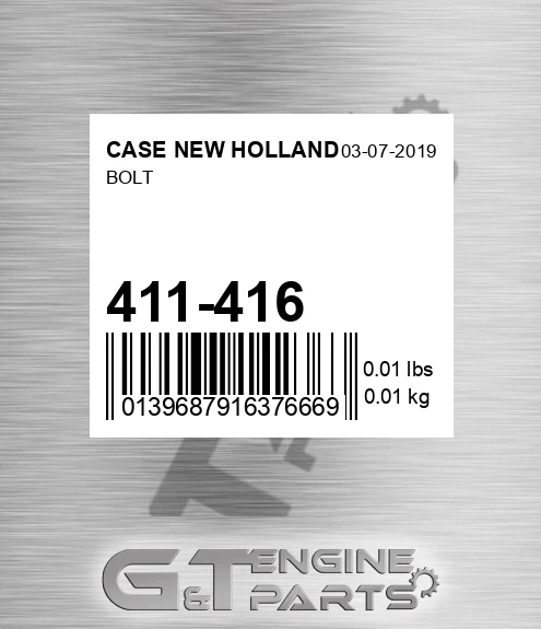 411-416 Bolt for CASE NEW HOLLAND