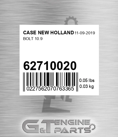 627-10020 Bolt 10.9
