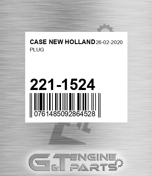 221-1524 Plug for CASE NEW HOLLAND