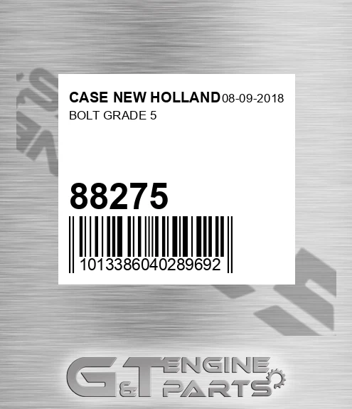 88275 Bolt Grade 5 for CASE NEW HOLLAND