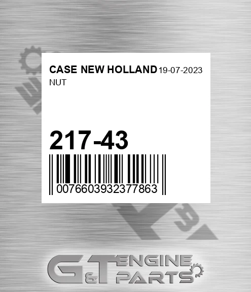 217-43 Nut for CASE NEW HOLLAND