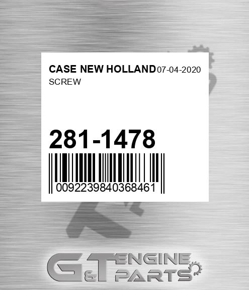 281-1478 Screw for CASE NEW HOLLAND