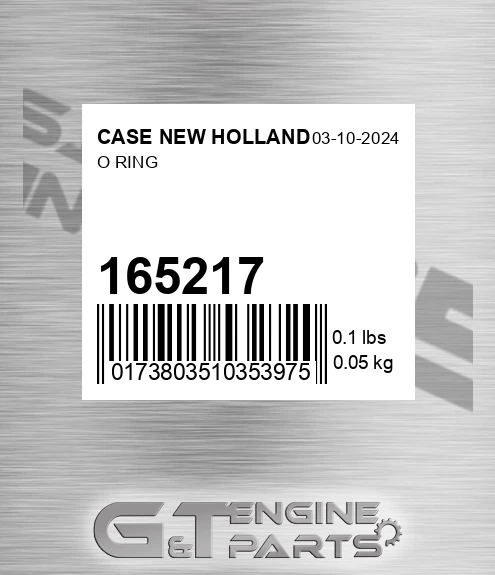 165217 CASE NEW HOLLAND O Ring