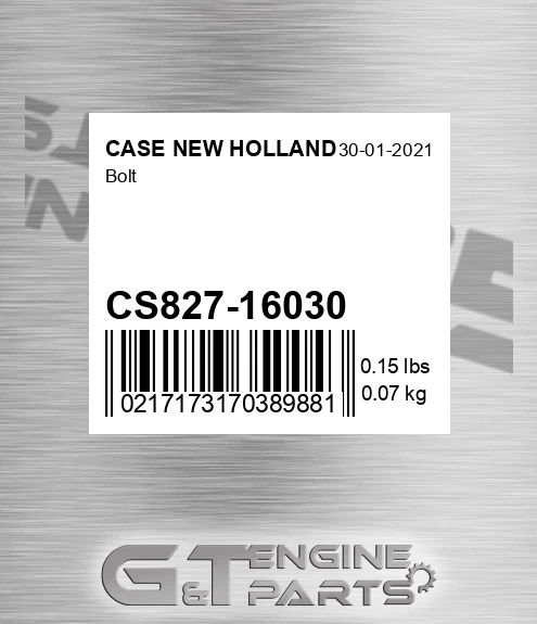CS827-16030 Bolt for CASE NEW HOLLAND