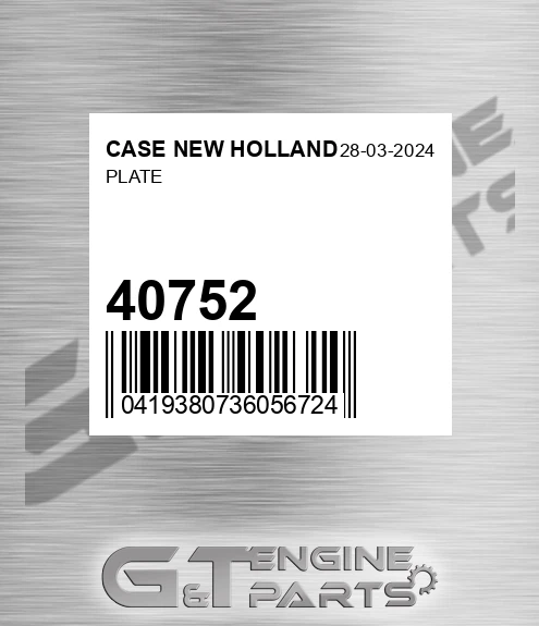 40752 CASE NEW HOLLAND Plate