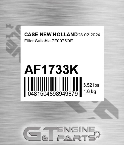 AF1733K CASE NEW HOLLAND Filter Suitable 7e0975oe