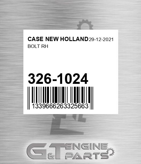 326-1024 Bolt Rh for CASE NEW HOLLAND
