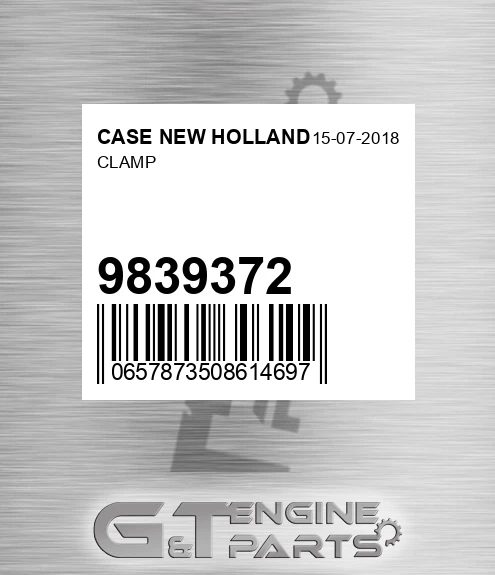 9839372 Clamp for CASE NEW HOLLAND