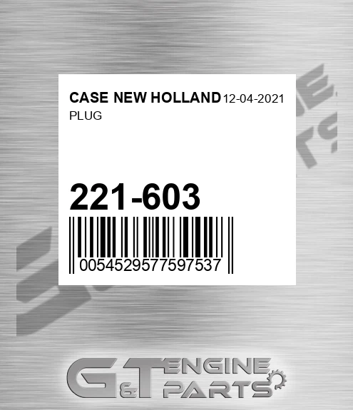 221-603 Plug for CASE NEW HOLLAND