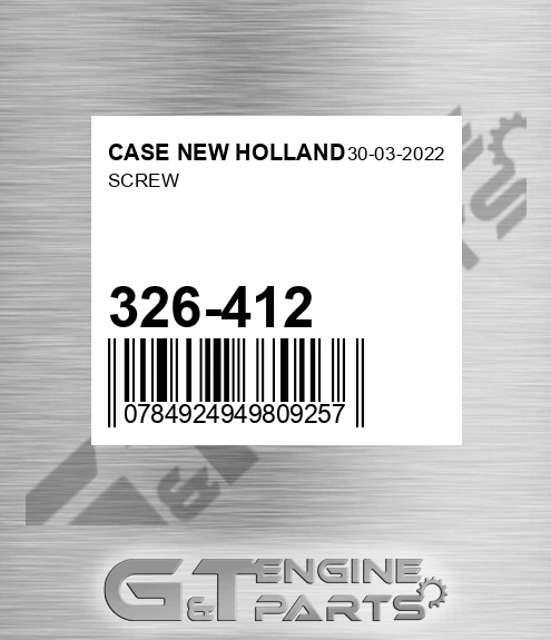 326-412 Screw for CASE NEW HOLLAND
