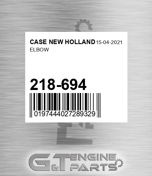 218-694 Elbow for CASE NEW HOLLAND