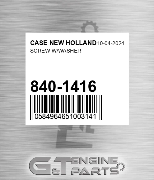 840-1416 Screw W/washer for CASE NEW HOLLAND
