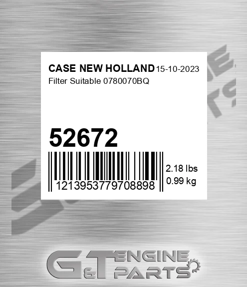 52672 CASE NEW HOLLAND Filter Suitable 0780070bq